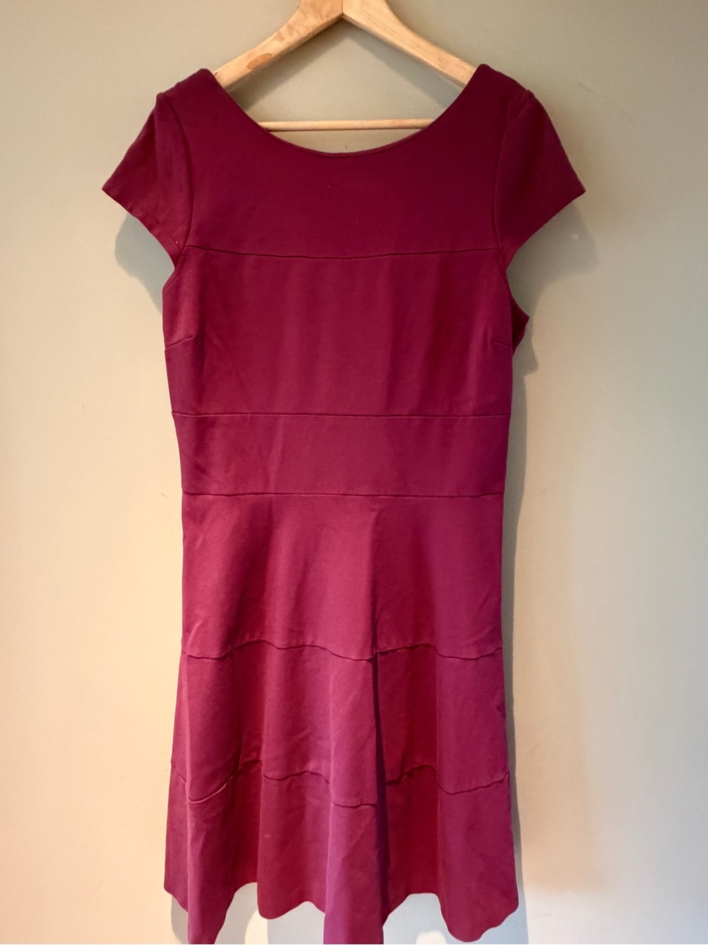 Banana Republic Short Sleeve Fit-and-Flare Dress in burgundy/wine 14